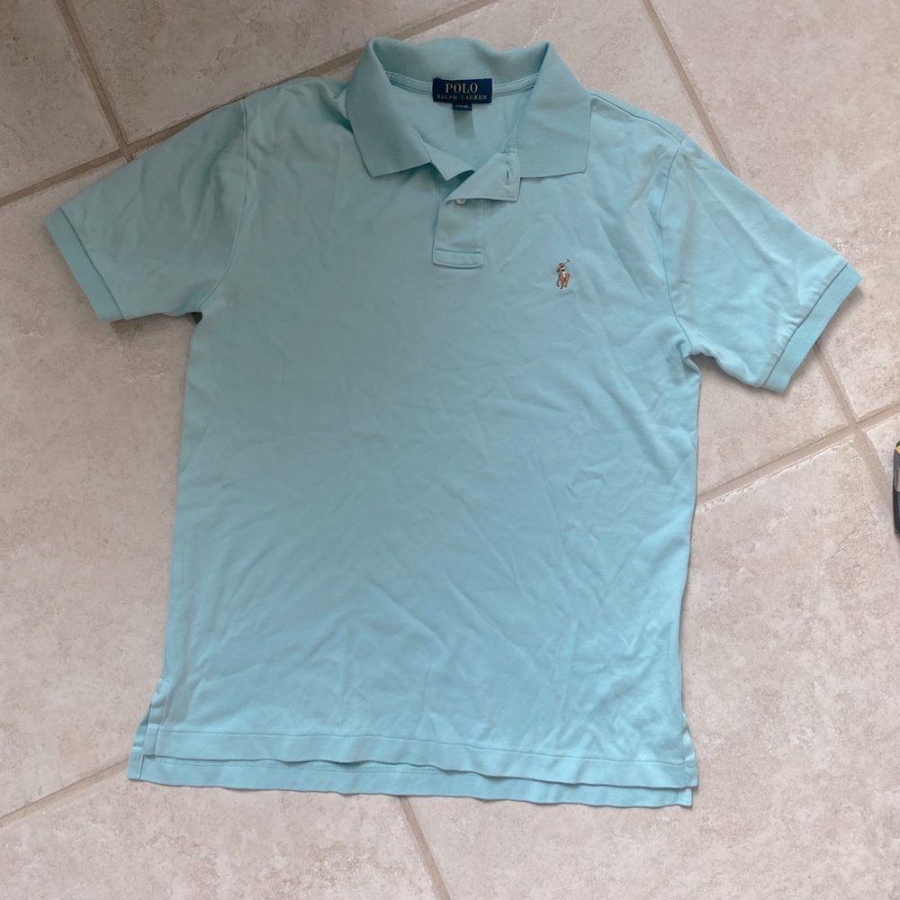 Boys Ralph Lauren pastel blue/green/aqua polo size medium (10-12)